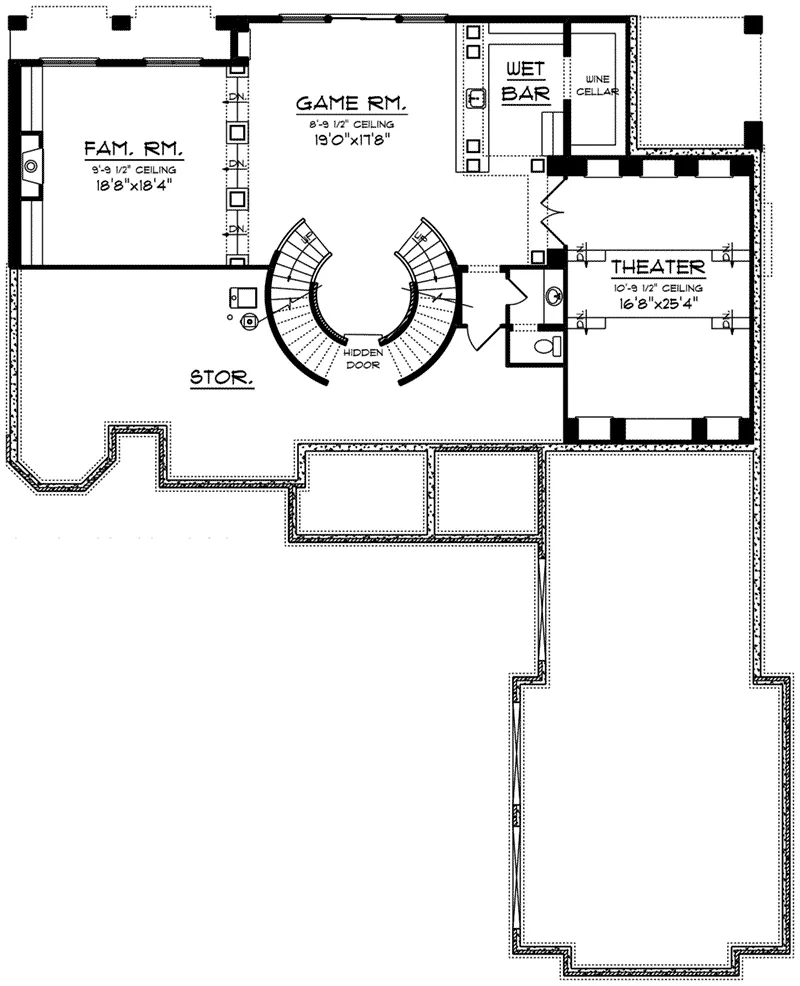 Italian House Plan Lower Level Floor - Ronaldo Italian Home 051D-0990 - Shop House Plans and More