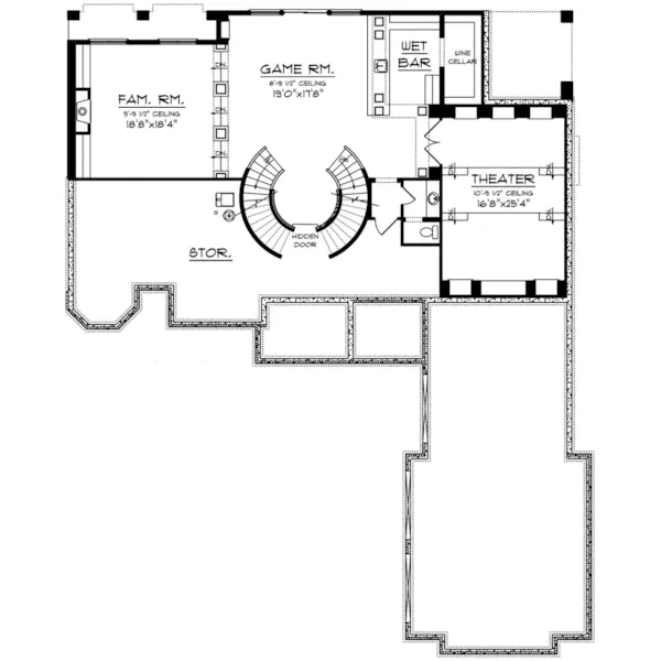 European House Plan Lower Level Floor - Ronaldo Italian Home 051D-0990 - Shop House Plans and More