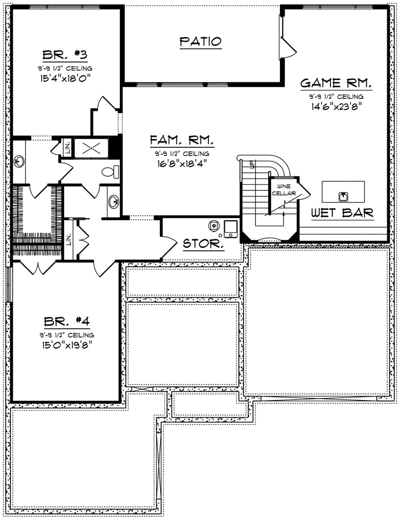 Spanish House Plan Lower Level Floor - Santa Luca Italian Home 051D-0992 - Shop House Plans and More