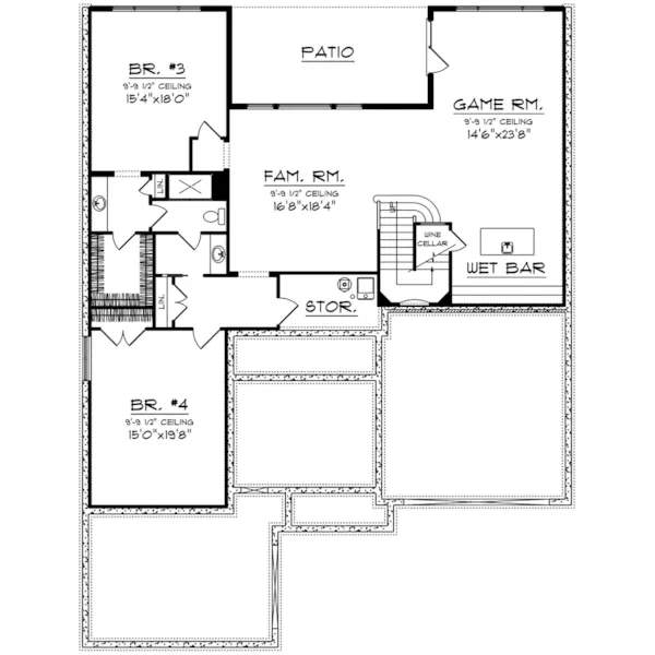 Italian House Plan Lower Level Floor - Santa Luca Italian Home 051D-0992 - Shop House Plans and More