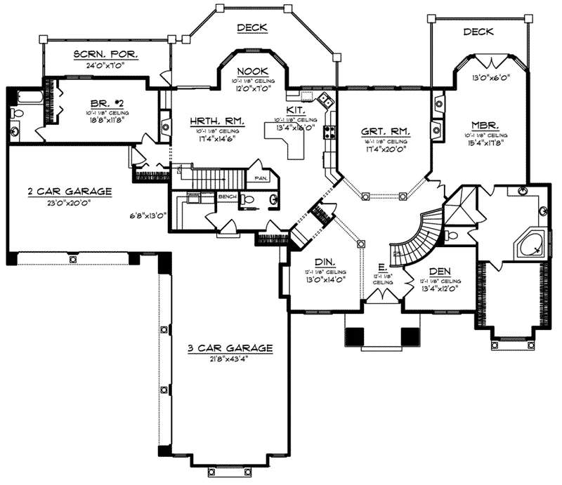 Italian House Plan First Floor - Palamino Mediterranean Home 051D-0994 - Shop House Plans and More