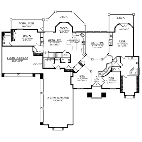 Spanish House Plan First Floor - Palamino Mediterranean Home 051D-0994 - Shop House Plans and More