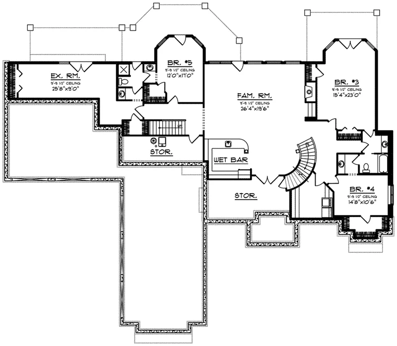 Luxury House Plan Lower Level Floor - Palamino Mediterranean Home 051D-0994 - Shop House Plans and More