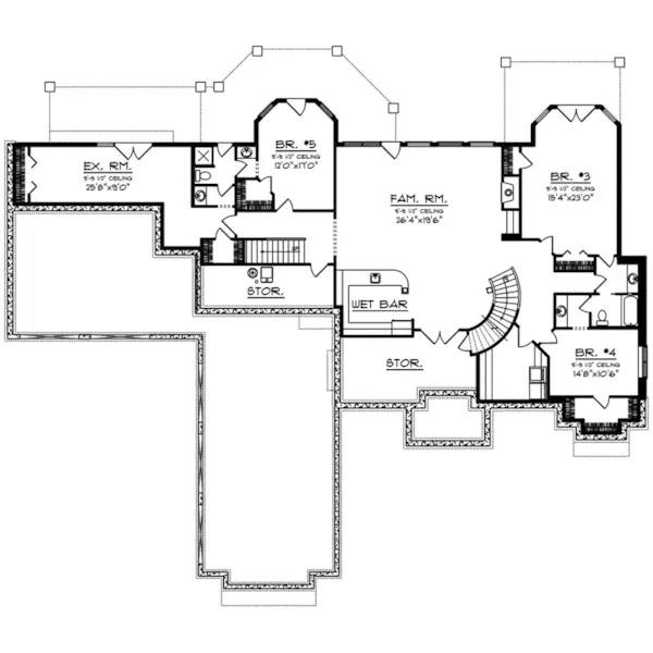 Spanish House Plan Lower Level Floor - Palamino Mediterranean Home 051D-0994 - Shop House Plans and More