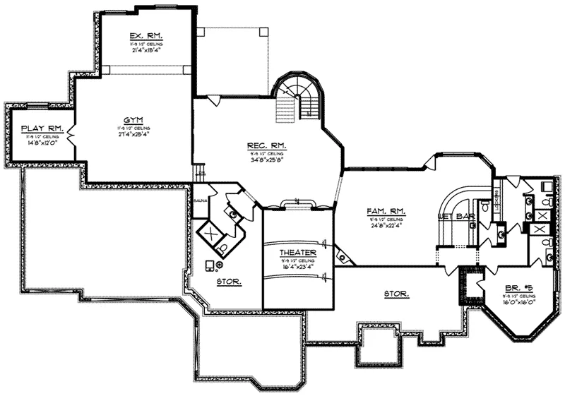 Rustic House Plan Lower Level Floor - Hayward Hill Luxury Home 051D-0996 - Search House Plans and More