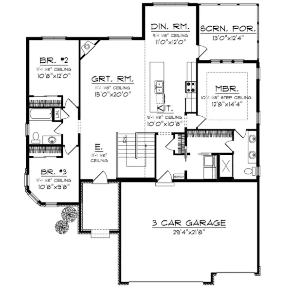 European House Plan First Floor - Jordon Bay Ranch Home 051D-0997 - Search House Plans and More