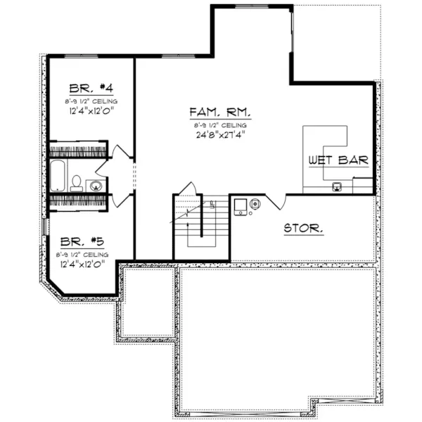 European House Plan Lower Level Floor - Jordon Bay Ranch Home 051D-0997 - Search House Plans and More