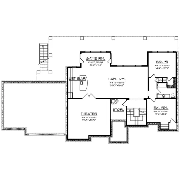 Luxury House Plan Lower Level Floor - Martin Lane Luxury Home 051D-0998 - Shop House Plans and More