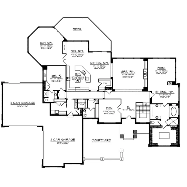 Ranch House Plan First Floor - Perkinson Luxury Ranch Home 051D-0999 - Shop House Plans and More