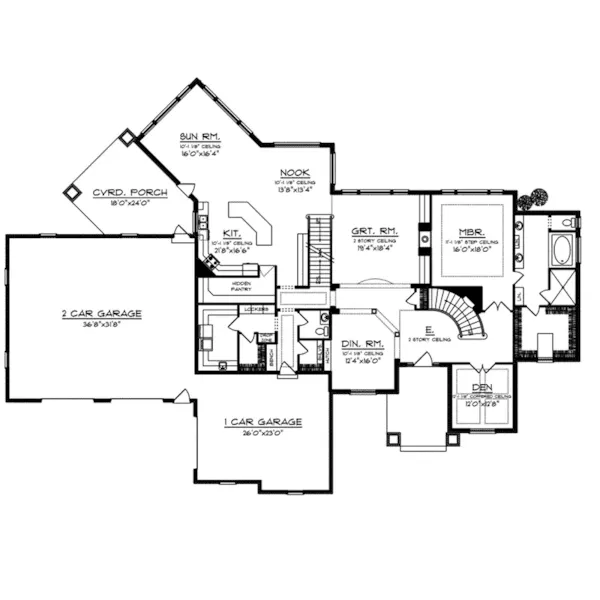 Rustic House Plan First Floor - Sage River Luxury Home 051D-1000 - Shop House Plans and More