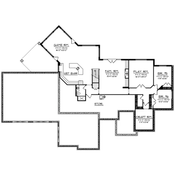 Rustic House Plan Lower Level Floor - Sage River Luxury Home 051D-1000 - Shop House Plans and More