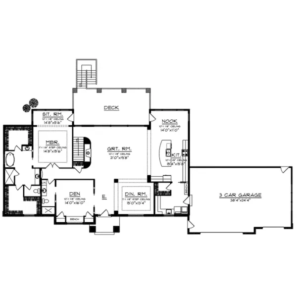 Ranch House Plan First Floor - Horse Hill Country Home 051D-1007 - Search House Plans and More