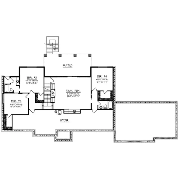 Ranch House Plan Lower Level Floor - Horse Hill Country Home 051D-1007 - Search House Plans and More