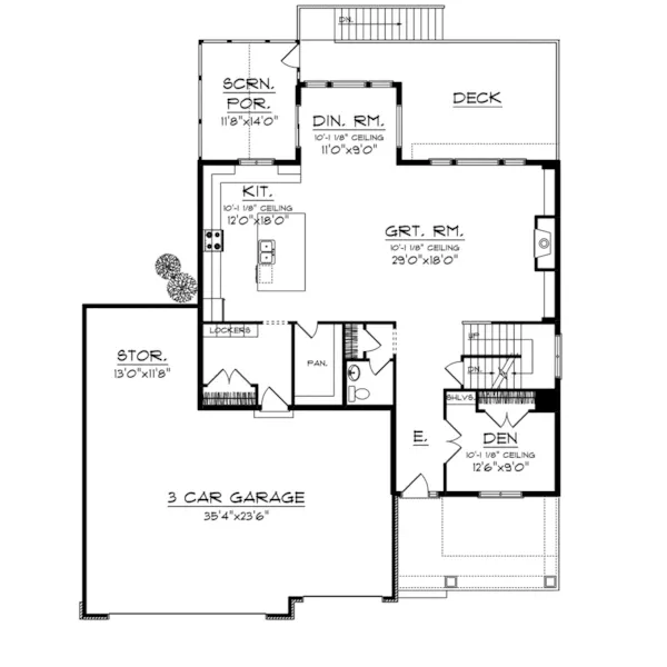 Country House Plan First Floor - Mayer Field Two-Story Home 051D-1008 - Shop House Plans and More