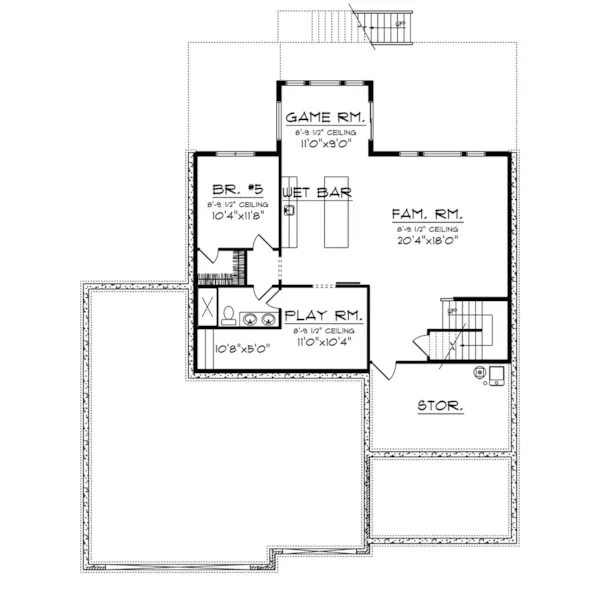 Country House Plan Lower Level Floor - Mayer Field Two-Story Home 051D-1008 - Shop House Plans and More