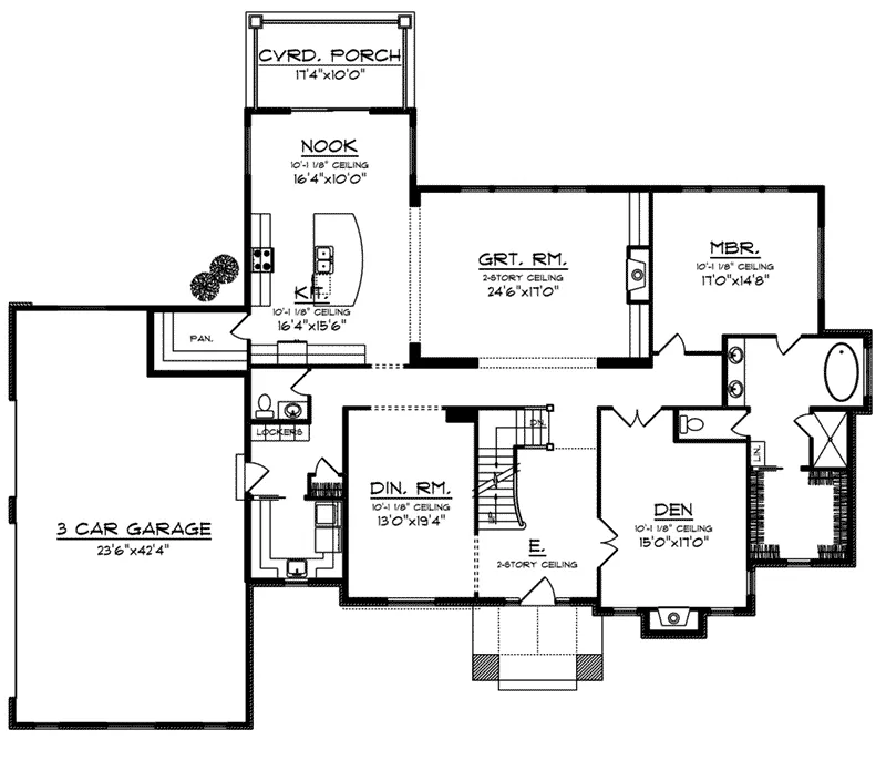 Mountain House Plan First Floor - Miller Point Luxury Home 051D-1011 - Shop House Plans and More