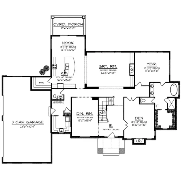 European House Plan First Floor - Miller Point Luxury Home 051D-1011 - Shop House Plans and More