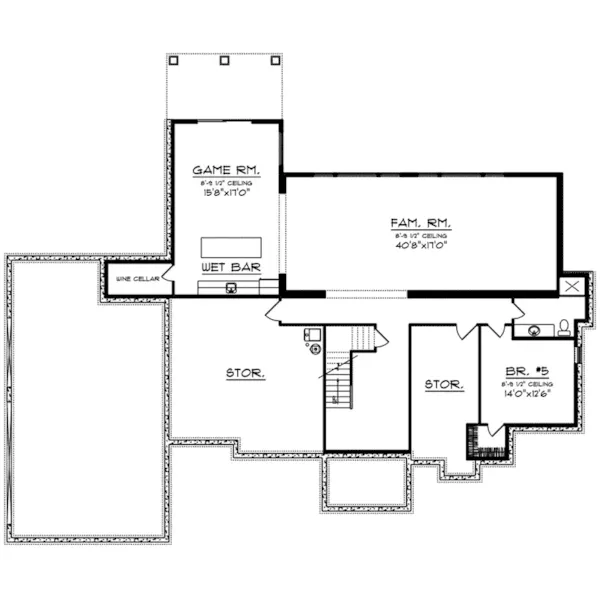 European House Plan Lower Level Floor - Miller Point Luxury Home 051D-1011 - Shop House Plans and More