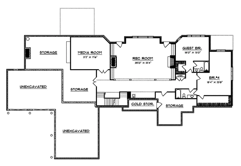 Country French House Plan Lower Level Floor - Schoenfield Luxury European Home 051S-0001 - Shop House Plans and More