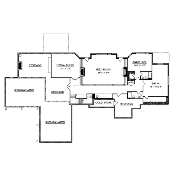 English Cottage House Plan Lower Level Floor - Schoenfield Luxury European Home 051S-0001 - Shop House Plans and More