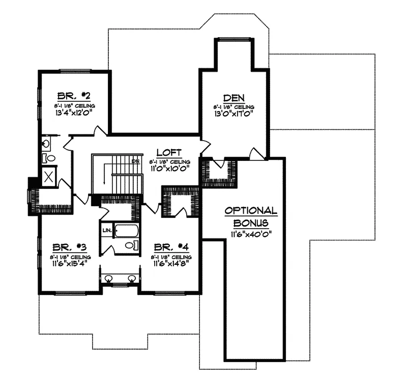 Traditional House Plan Second Floor - Wesford Tudor Home 051S-0002 - Shop House Plans and More