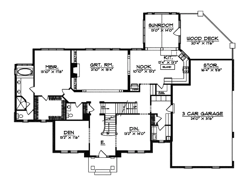 European House Plan First Floor - Tristan European Style Home 051S-0003 - Shop House Plans and More