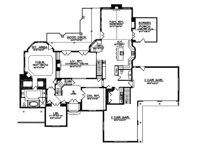 Arts & Crafts House Plan First Floor - Laurent English Luxury Home 051S-0004 - Shop House Plans and More
