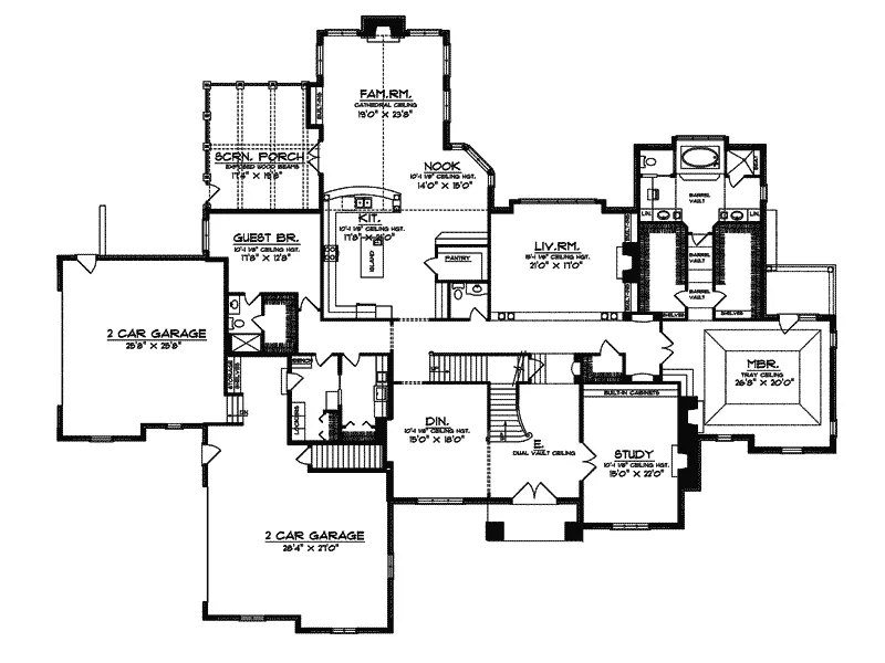 Tudor House Plan First Floor - Yukon Trail Craftsman Home 051S-0009 - Shop House Plans and More