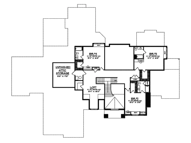 Tudor House Plan Second Floor - Yukon Trail Craftsman Home 051S-0009 - Shop House Plans and More
