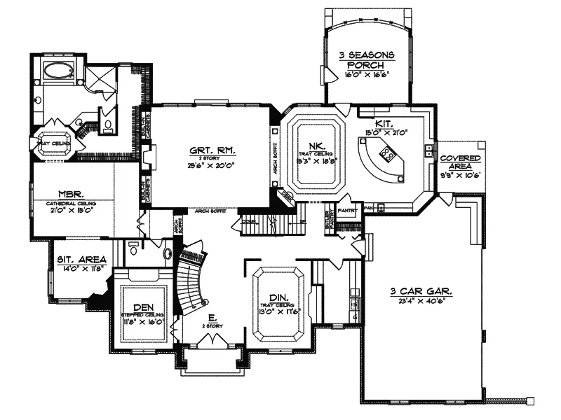 Traditional House Plan First Floor - European Luxury House 051S-0011 - Shop House Plans and More