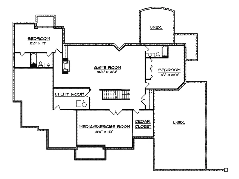 European House Plan Lower Level Floor - European Luxury House 051S-0011 - Shop House Plans and More
