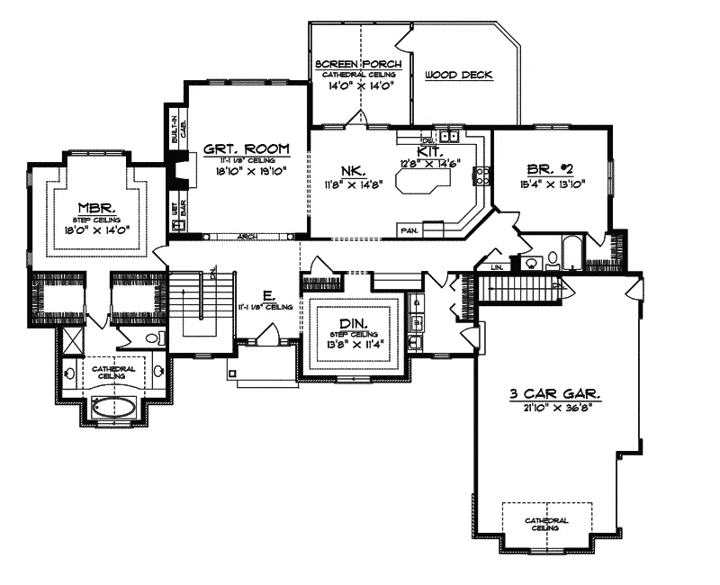 Southern House Plan First Floor - Elena Tudor Ranch Home 051S-0013 - Search House Plans and More