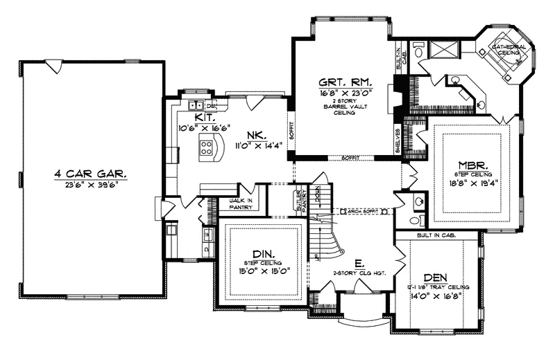 Tudor House Plan First Floor - Andria European Chalet Home 051S-0014 | 4 Bedroom 2 Story House Plan