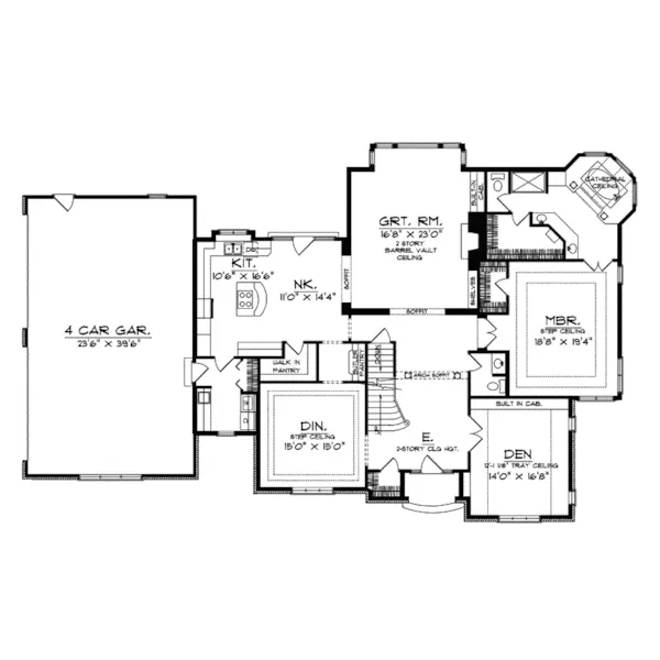 English Cottage House Plan First Floor - Andria European Chalet Home 051S-0014 | 4 Bedroom 2 Story House Plan