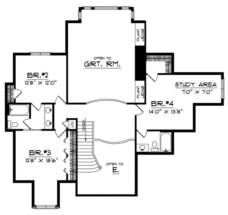 Tudor House Plan Second Floor - Andria European Chalet Home 051S-0014 | 4 Bedroom 2 Story House Plan