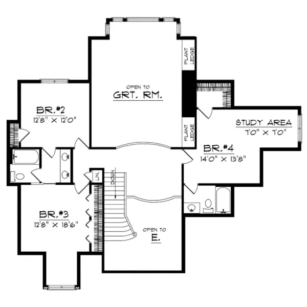 English Cottage House Plan Second Floor - Andria European Chalet Home 051S-0014 | 4 Bedroom 2 Story House Plan