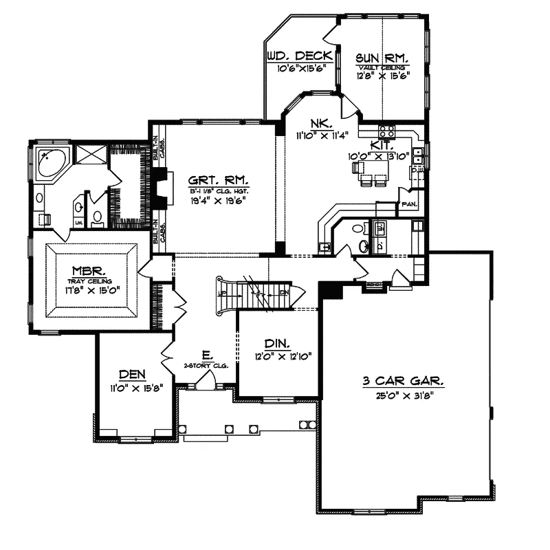 Southern House Plan First Floor - Monterra Manor Tudor Home 051S-0021 - Shop House Plans and More