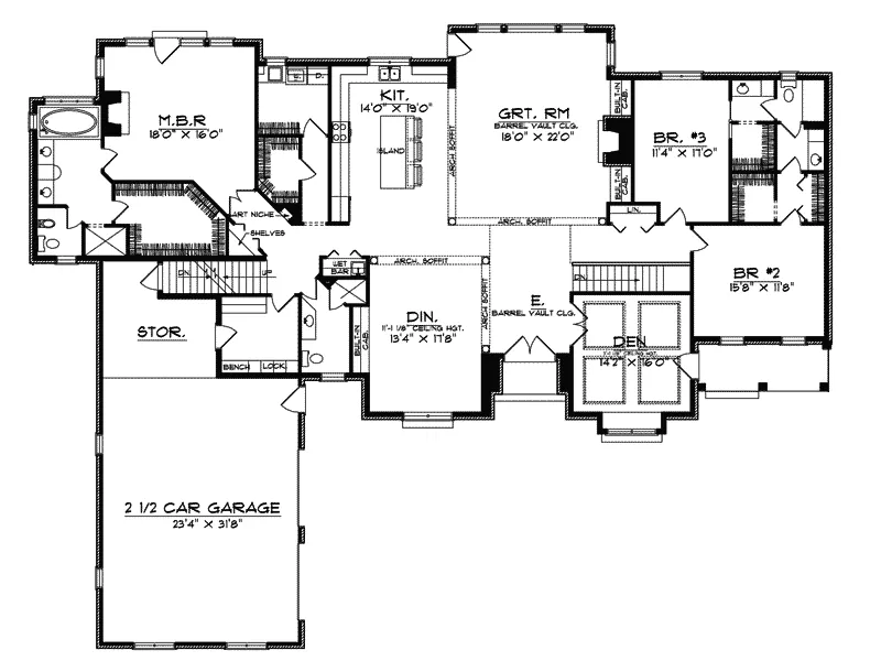 Luxury House Plan First Floor - Bissell Place Ranch Home 051S-0026 - Search House Plans and More