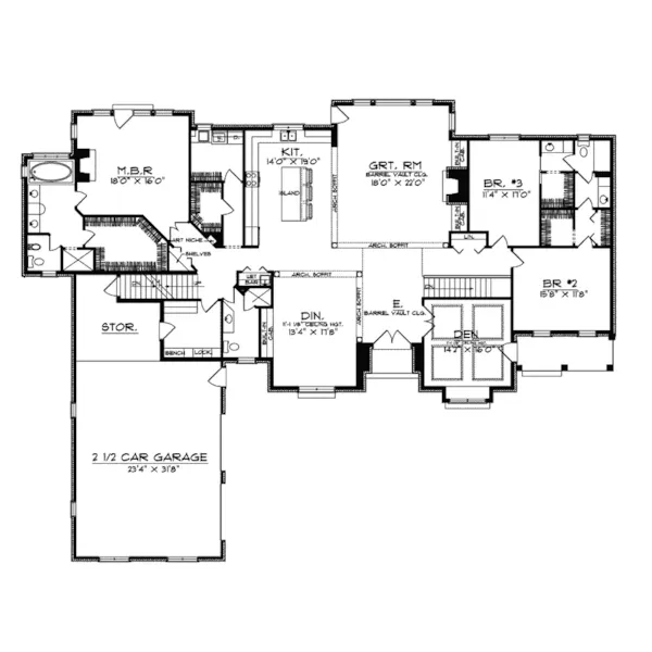 Modern House Plan First Floor - Bissell Place Ranch Home 051S-0026 - Search House Plans and More