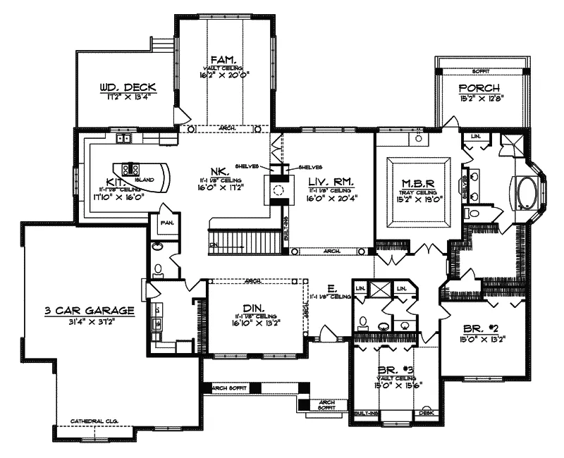 Traditional House Plan First Floor - Xavier Manor Ranch Home 051S-0027 - Shop House Plans and More