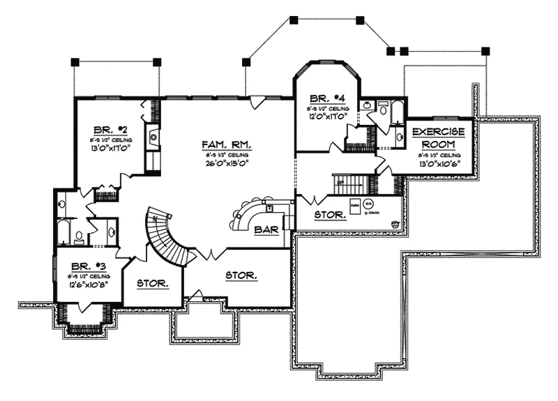 European House Plan Lower Level Floor - Lausanne Luxury Home 051S-0028 - Shop House Plans and More