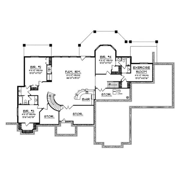 Southern House Plan Lower Level Floor - Lausanne Luxury Home 051S-0028 - Shop House Plans and More