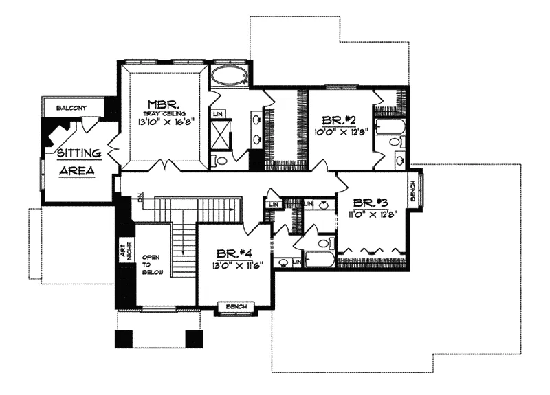 Southern House Plan Second Floor - Minetto Luxury Home 051S-0029 - Shop House Plans and More