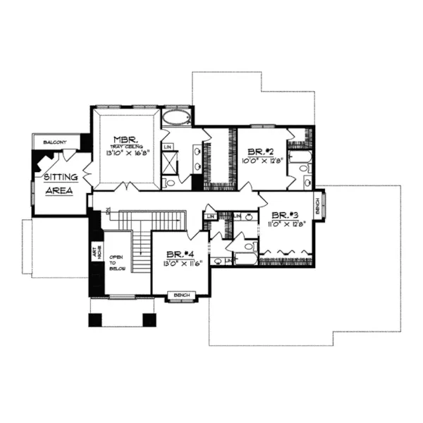 Southern House Plan Second Floor - Minetto Luxury Home 051S-0029 - Shop House Plans and More