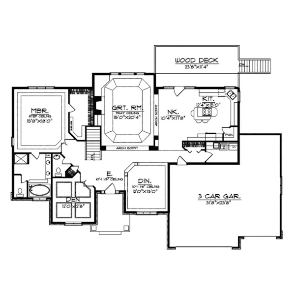 Ranch House Plan First Floor - Peregrina European Country Home 051S-0032 - Shop House Plans and More