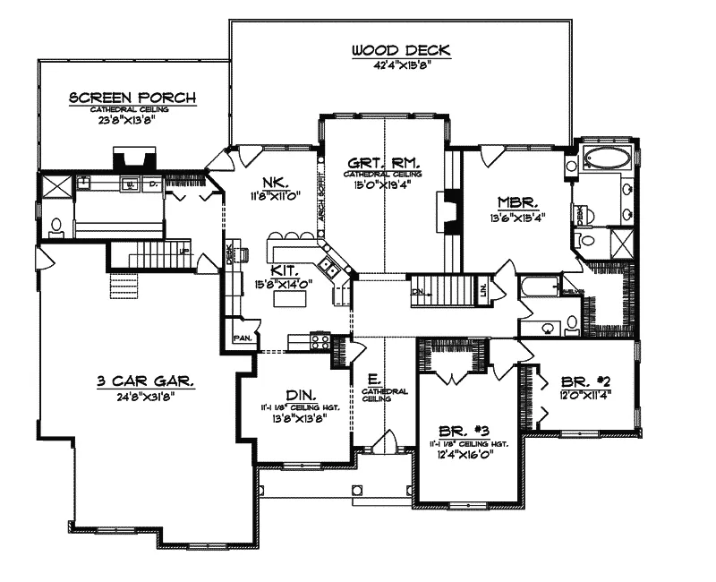 Country House Plan First Floor - Novinger Craftsman Style Home 051S-0033 - Shop House Plans and More