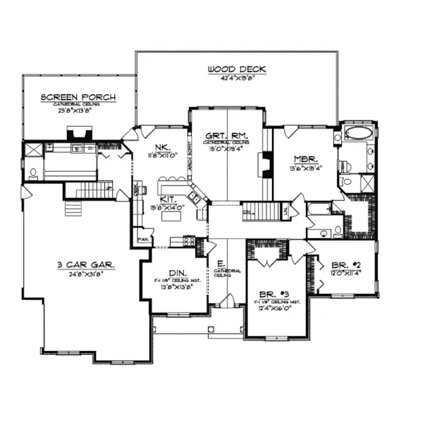 Traditional House Plan First Floor - Novinger Craftsman Style Home 051S-0033 - Shop House Plans and More