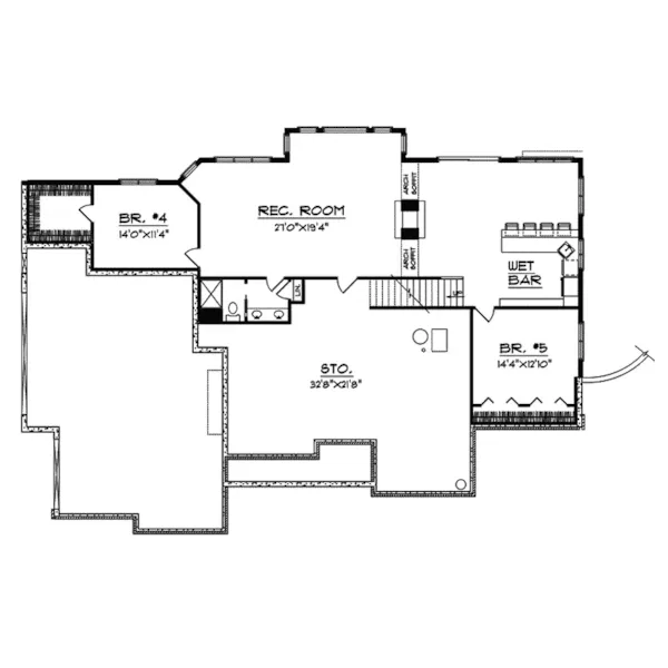 Traditional House Plan Lower Level Floor - Novinger Craftsman Style Home 051S-0033 - Shop House Plans and More