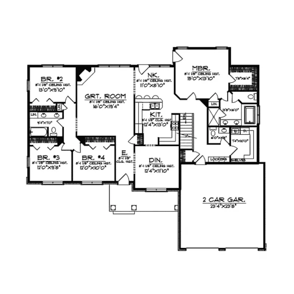 Traditional House Plan First Floor - Heston Ranch Home 051S-0036 - Search House Plans and More