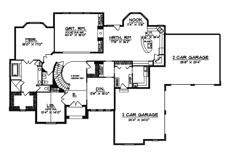 Traditional House Plan First Floor - Domenico Traditional Home 051S-0039 - Search House Plans and More
